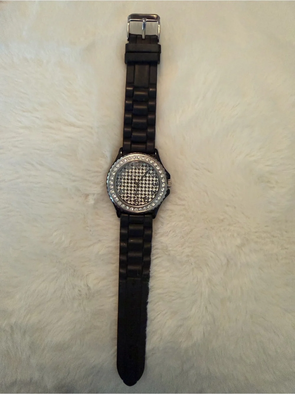 Women’s Black Fashion Watch with Crystal Accent